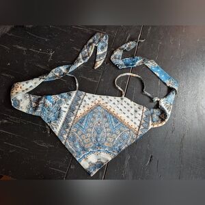 SHEIN Paisley Print Bandana Top Boho Chic w/ Back Tie Spaghetti Straps Y2K Med